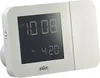 A white Braun digital alarm clock with a projection feature. Produktbild-Vorschau