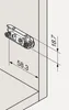 A technical drawing showing a cabinet hinge and its dimensions. Produktbild-Vorschau