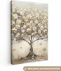 Leinwand Bilder 80x120 cm - Lebensbaum - Beige - Gold - Produktbild-Vorschau 1