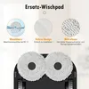 Close-up view of replacement mop pads for a robot vacuum cleaner, with descriptive text and icons highlighting features. Produktbild-Vorschau