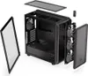An exploded view of a computer tower case, showing its components separated. Produktbild-Vorschau