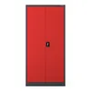 A red metal cabinet with a gray frame and a black handle is shown against a white background. Voir les images du produit