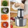 A collage showing a food chopper in use, with inset images of chopped vegetables and minced meat. Produktbild-Vorschau