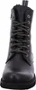 A close-up, front-facing view of a black lace-up boot. Voir les images du produit