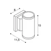 A technical drawing of a wall light with dimensions indicated. Produktbild-Vorschau