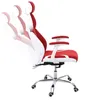 A red and white office chair shown from the side against a white background. The chair's backrest is shown in multiple positions, indicating a reclining feature. Anteprima dell’immagine prodotto