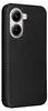 A black carbon fiber flip case for a smartphone, shown from the back with the camera module visible. Produktbild-Vorschau