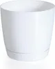 A white plastic plant pot with a saucer, isolated on a white background. Náhled obrázku produktu
