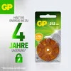 A marketing image for GP hearing aid batteries, highlighting their long storage life and extra life. Náhled obrázku produktu