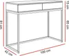 A line drawing of a console table with dimensions indicated. Produktbild-Vorschau