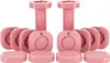 A set of pink adjustable dumbbells and their components are arranged on a white background. Náhľad obrázku produktu