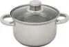 A stainless steel cooking pot with a glass lid is shown against a white background. Produktbild-Vorschau