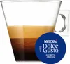 A glass cup filled with espresso and crema, with a Nescafé Dolce Gusto logo overlay. Produktbild-Vorschau