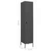 A tall, dark gray metal locker is shown against a white background. Dimensions are indicated by labels. Produktbild-Vorschau