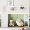 A child's bedroom with a white loft bed, a teddy bear, and a chair. Podgląd zdjęcia produktu