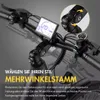 Close-up of an e-bike handlebar with a digital display and text overlays. Produktbild-Vorschau
