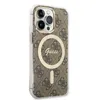 A close-up shot of an iPhone case with a brown and beige Guess logo pattern. Anteprima dell’immagine prodotto