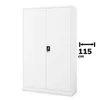 A white metal office cabinet with two doors and a lock, shown against a white background. A measurement indicator shows 115 cm. Voir les images du produit