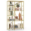 A gold and white bookshelf filled with decorative items and books. Náhľad obrázku produktu