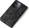 A black flip-style phone case is shown at an angle against a white background. Produktbild-Vorschau