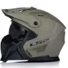 A studio shot of a sand-colored modular motorcycle helmet. Náhled obrázku produktu