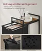 A multi-panel image showcasing a black laundry basket with a wooden shelf and various household items. Produktbild-Vorschau