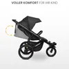 A black stroller on a white background with text at the top. Náhled obrázku produktu