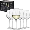 A set of KROSNO Avant-Garde white wine glasses, with a box in the background. Produktbild-Vorschau