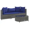 4-tlg. Garten-Sofagarnitur mit Kissen Grau Poly Rattan Produktbild-Vorschau 1