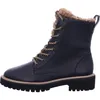 A black lace-up boot with a shearling lining is shown against a white background. Produktbild-Vorschau