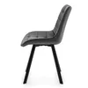 A side view of a gray upholstered chair with black legs against a white background. Podgląd zdjęcia produktu