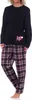 Damen Pyjama lang mit Karohose und süssen Tiermotiv - auch Produktbild-Vorschau 2