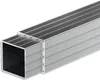 A close-up, angled view of a silver aluminum square tube with horizontal grooves on its surface, with one end slightly inserted into another. Produktbild-Vorschau