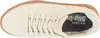 A top-down view of a cream-colored Skechers slip-in sneaker with a brown sole. Voir les images du produit