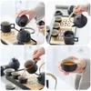 14-teiliges Porzellan-Teegeschirr, schwarz, mit Tablett & Tassen Náhľad obrázku produktu