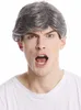 WIG ME UP Herrenperücke kurz Scheitel dunkelgrau grau Produktbild-Vorschau 1