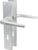 A silver-colored door handle set with a backplate and two levers, shown against a white background. Produktbild-Vorschau
