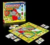 A Monopoly Junior board game box and board are displayed on a black background. Produktbild-Vorschau