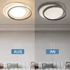 A split image showing a modern ceiling light fixture in two different lighting conditions, with labels 'AUS' and 'AN' below. Náhľad obrázku produktu