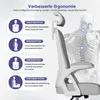 Diagram illustrating the ergonomic features of an office chair, with a skeletal overlay showing support points. Produktbild-Vorschau