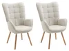 2er-Set Sessel mit Flügel-Rückenlehne, beige, 66x71x106 cm