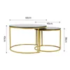 Couchtisch Rund aus Holz,Satztisch 2er Set,Imitation Marble Produktbild-Vorschau 7