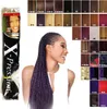 A collage of product packaging, a model wearing the product, and a color swatch chart for hair extensions. Produktbild-Vorschau