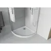 A modern corner shower cabin with a white tray and frosted glass doors. Podgląd zdjęcia produktu
