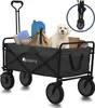 A black folding wagon filled with items and a dog. Náhled obrázku produktu