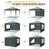 Diagram showing different configurations of a pop-up canopy with removable sidewalls. Produktbild-Vorschau