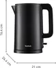 A black electric kettle with dimensions shown is displayed against a white background. Anteprima dell’immagine prodotto