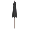vidaXL Parasol z drewnianym drążkiem czarny 299x240 cm Podgląd zdjęcia produktu 5