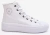 Product shot of a single white high-top sneaker. Produktbild-Vorschau