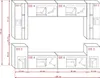 Diagram of modular kitchen or living room furniture units with dimensions and labels. Produktbild-Vorschau
